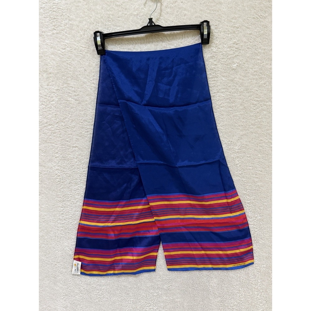 Vintage Liz Claiborne Rectangle Silk Scarf Bold Striped Print Color Block